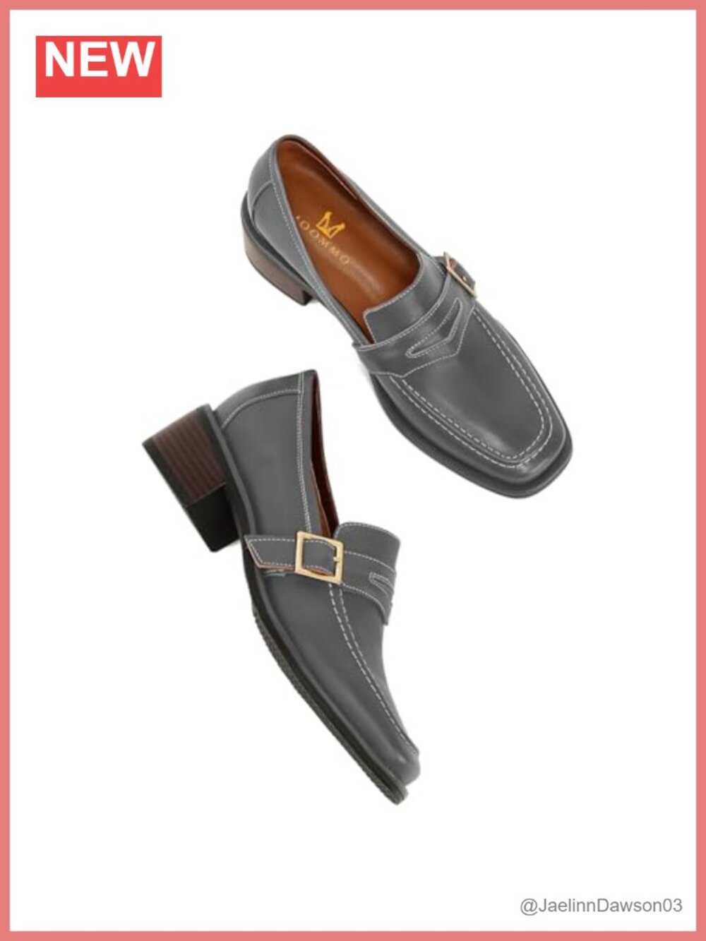 Women's Chunky Heel Loafer Square Toe Slip On Patent Leather